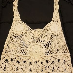 Women’s Crochet Swim Coverup Tunic in Cream
